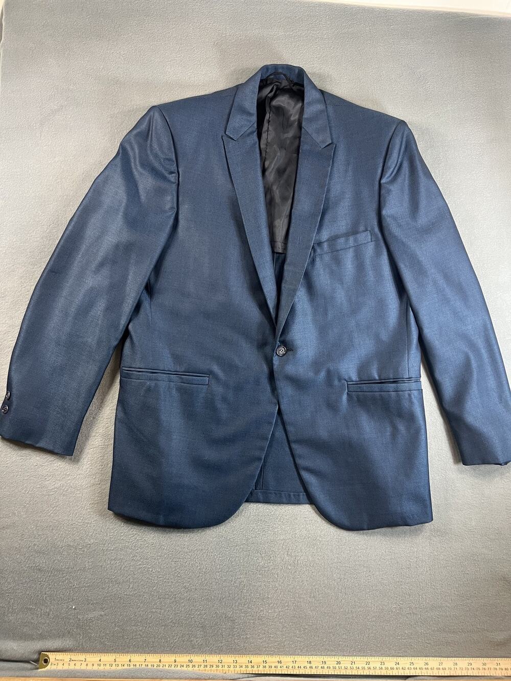 Truxton Blazer Mens 42R Blue Suit Jacket 1 Button Black Buttons